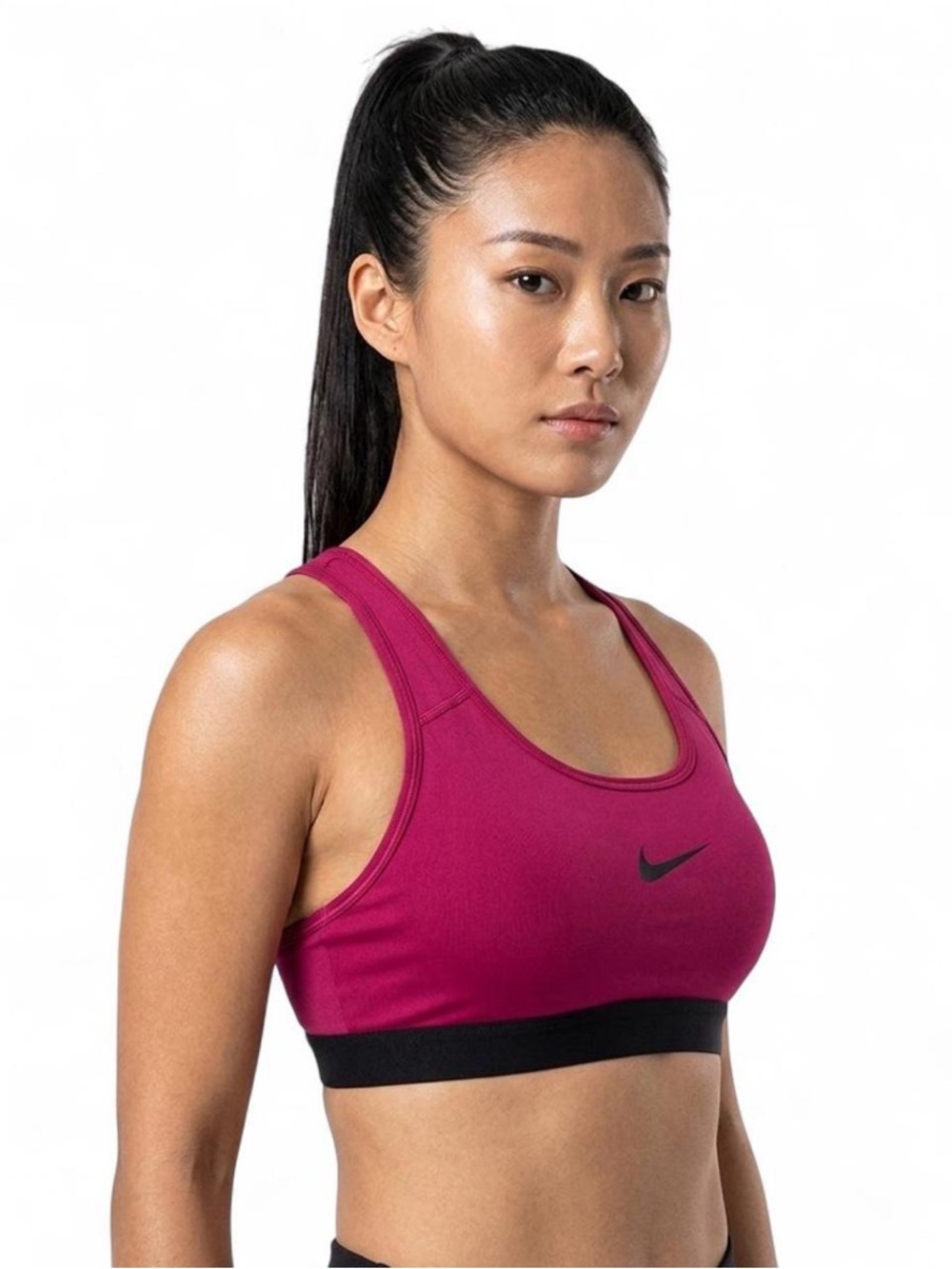 Nike Women's Magenta Sports Bra with Black Underband